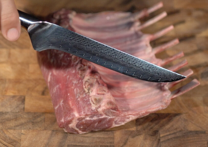 boning knife prep for christmas roast